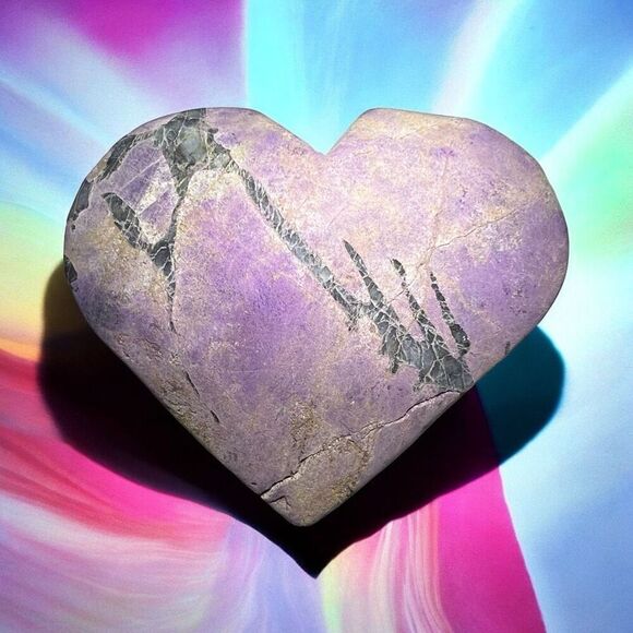 Natural Raw Purpurite Heart Carving (3)‎ - Picture 1 of 10